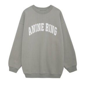 ANINE BING Tyler Logo-Patch Jersey Sweatshirt in Storm Grey